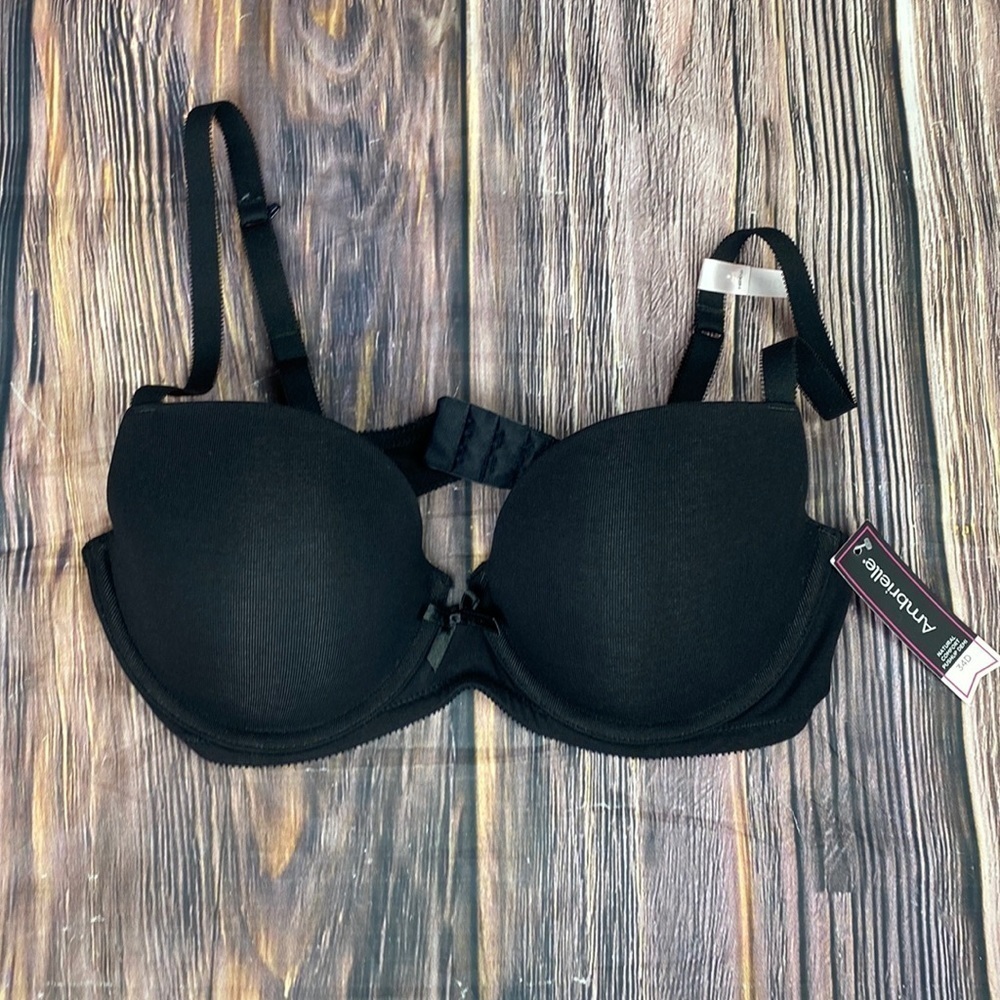 NWT Ambrielle Black Colored Natural Comfort Push-up Demi w/ Underwire- Size 34D